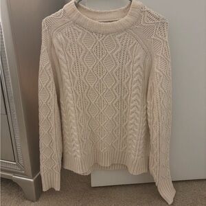 American Eagle Outfitters Ivory Cable Knit Sweater